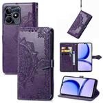 For Realme C53 Mandala Flower Embossed Leather Phone Case(Purple)