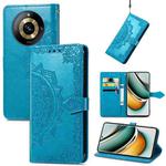 For Realme 11 Pro+ Mandala Flower Embossed Leather Phone Case(Blue)