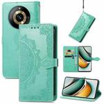 For Realme 11 Pro+ Mandala Flower Embossed Leather Phone Case(Green)