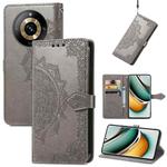 For Realme 11 Pro+ Mandala Flower Embossed Leather Phone Case(Gray)