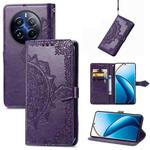 For Realme 12 Pro Mandala Flower Embossed Leather Phone Case(Purple)