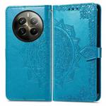 For Realme 12 Pro+ Mandala Flower Embossed Leather Phone Case(Blue)
