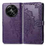 For  Realme 12 Mandala Flower Embossed Leather Phone Case(Purple)