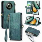 For Realme 11 Pro Geometric Zipper Wallet Side Buckle Leather Phone Case(Green)