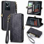 For Realme GT 3 5G Geometric Zipper Wallet Side Buckle Leather Phone Case(Black)