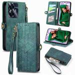 For Realme C55 Geometric Zipper Wallet Side Buckle Leather Phone Case(Green)