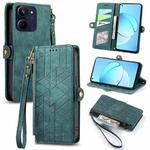 For Realme 10 4G Geometric Zipper Wallet Side Buckle Leather Phone Case(Green)