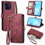 For Realme 10 4G Geometric Zipper Wallet Side Buckle Leather Phone Case(Red)