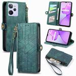 For Realme C31 Geometric Zipper Wallet Side Buckle Leather Phone Case(Green)