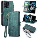 For Realme 9i 5G Geometric Zipper Wallet Side Buckle Leather Phone Case(Green)