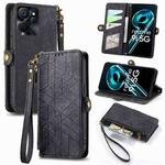 For Realme 9i 5G Geometric Zipper Wallet Side Buckle Leather Phone Case(Black)