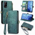 For Realme 7 Geometric Zipper Wallet Side Buckle Leather Phone Case(Green)