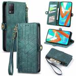 For Realme V13  5G / 8 5G Geometric Zipper Wallet Side Buckle Leather Phone Case(Green)
