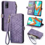 For Realme V13  5G / 8 5G Geometric Zipper Wallet Side Buckle Leather Phone Case(Purple)