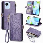 For Realme C30S Geometric Zipper Wallet Side Buckle Leather Phone Case(Purple)