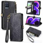 For Realme 8 / 8 Pro Geometric Zipper Wallet Side Buckle Leather Phone Case(Black)