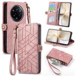 For Realme 14 Pro+ Geometric Zipper Wallet Side Buckle Leather Phone Case(Pink)