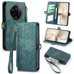 For Realme 14 Pro+ Geometric Zipper Wallet Side Buckle Leather Phone Case(Green)