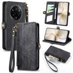 For Realme 14 Pro+ Geometric Zipper Wallet Side Buckle Leather Phone Case(Black)