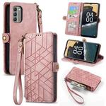 For Nokia G400 Geometric Zipper Wallet Side Buckle Leather Phone Case(Pink)