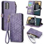 For Nokia G400 Geometric Zipper Wallet Side Buckle Leather Phone Case(Purple)
