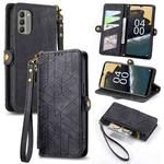 For Nokia G400 Geometric Zipper Wallet Side Buckle Leather Phone Case(Black)