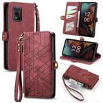 For Nokia XR21 Geometric Zipper Wallet Side Buckle Leather Phone Case(Red)