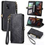 For Nokia XR21 Geometric Zipper Wallet Side Buckle Leather Phone Case(Black)