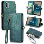 For Nokia G22 Geometric Zipper Wallet Side Buckle Leather Phone Case(Green)