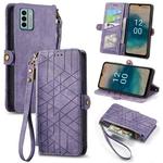 For Nokia G22 Geometric Zipper Wallet Side Buckle Leather Phone Case(Purple)