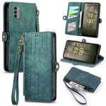 For Nokia C31 Geometric Zipper Wallet Side Buckle Leather Phone Case(Green)