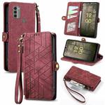 For Nokia C31 Geometric Zipper Wallet Side Buckle Leather Phone Case(Red)