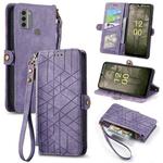 For Nokia C31 Geometric Zipper Wallet Side Buckle Leather Phone Case(Purple)