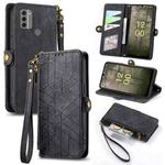 For Nokia C31 Geometric Zipper Wallet Side Buckle Leather Phone Case(Black)