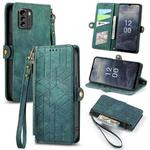 For Nokia G60 5G Geometric Zipper Wallet Side Buckle Leather Phone Case(Green)