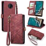 For Nokia G50 5G Geometric Zipper Wallet Side Buckle Leather Phone Case(Red)