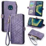 For Nokia XR20 Geometric Zipper Wallet Side Buckle Leather Phone Case(Purple)