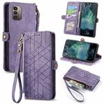 For Nokia G11/G21 Geometric Zipper Wallet Side Buckle Leather Phone Case(Purple)