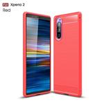 Brushed Texture Carbon Fiber TPU Case for Sony Xperia 2(Red)