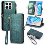 For Honor X8A Geometric Zipper Wallet Side Buckle Leather Phone Case(Green)