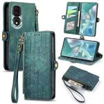 For Honor 80 Geometric Zipper Wallet Side Buckle Leather Phone Case(Green)