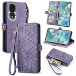 For Honor 80 Geometric Zipper Wallet Side Buckle Leather Phone Case(Purple)