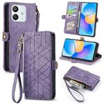 For Honor Play 6T Pro Geometric Zipper Wallet Side Buckle Leather Phone Case(Purple)