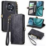 For Honor Magic4 Pro Geometric Zipper Wallet Side Buckle Leather Phone Case(Black)