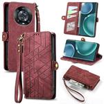 For Honor Magic4 Geometric Zipper Wallet Side Buckle Leather Phone Case(Red)