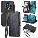 For Honor Magic4 Geometric Zipper Wallet Side Buckle Leather Phone Case(Black)