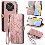 For Honor Magic4 Lite Geometric Zipper Wallet Side Buckle Leather Phone Case(Pink)