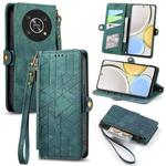 For Honor Magic4 Lite Geometric Zipper Wallet Side Buckle Leather Phone Case(Green)