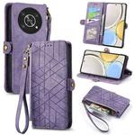 For Honor Magic4 Lite Geometric Zipper Wallet Side Buckle Leather Phone Case(Purple)