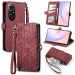 For Honor 50 SE Geometric Zipper Wallet Side Buckle Leather Phone Case(Red)